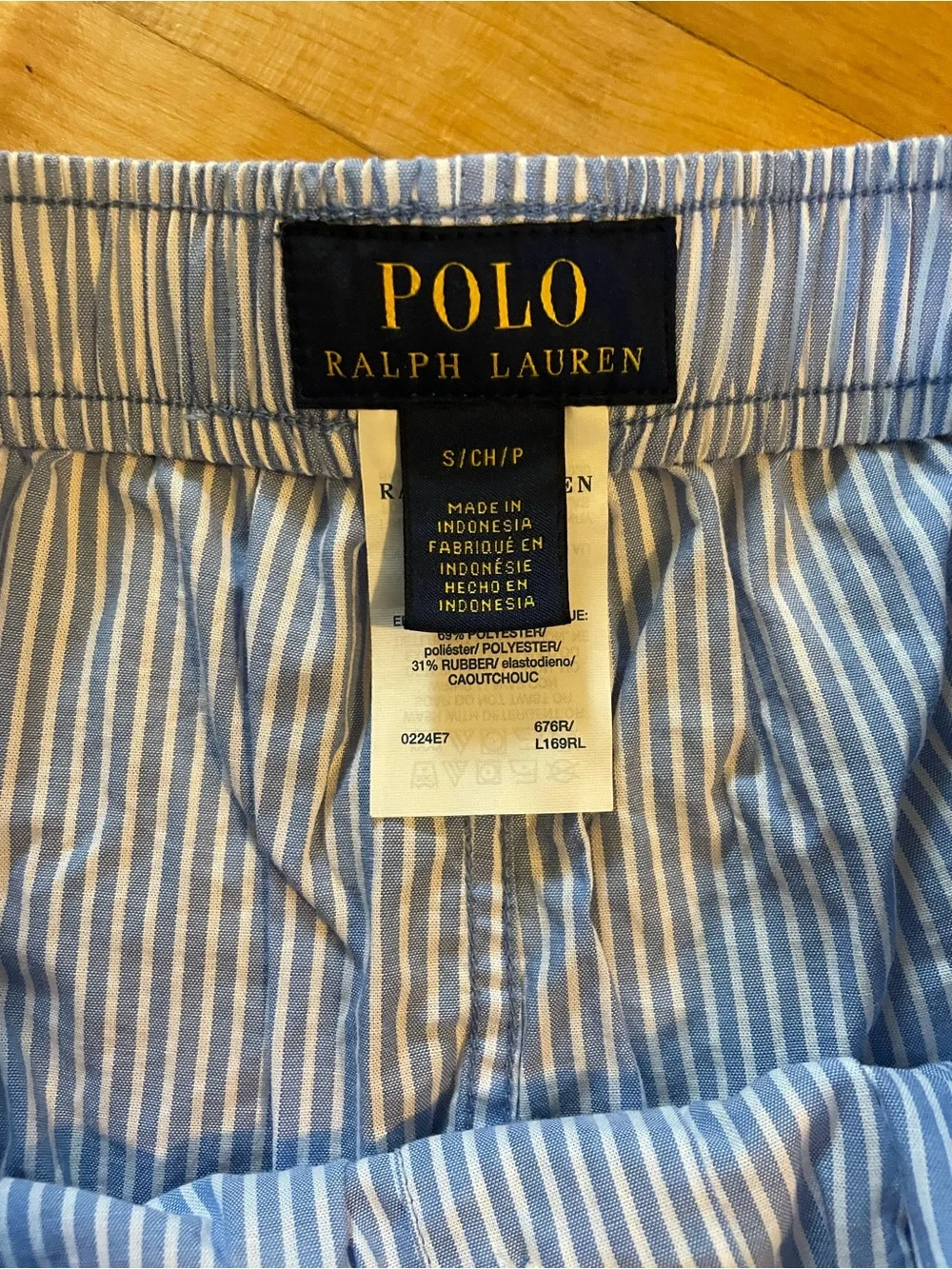 POLO RALPH LAUREN Boxer Shorts Blue White Stripe Sleep Loungewear Unisex Small